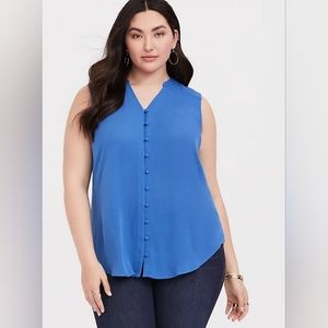 Torrid Harper Blue Button-Loop Tank, Size 2